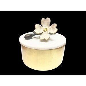 Michael Aram Dogwood Round Box  Brass FInish Bottom marble Top